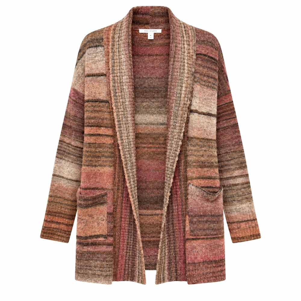 Max Studio Gorpcore Striped Cardigan Women Medium Cabin Core Boho Earthy Rustic